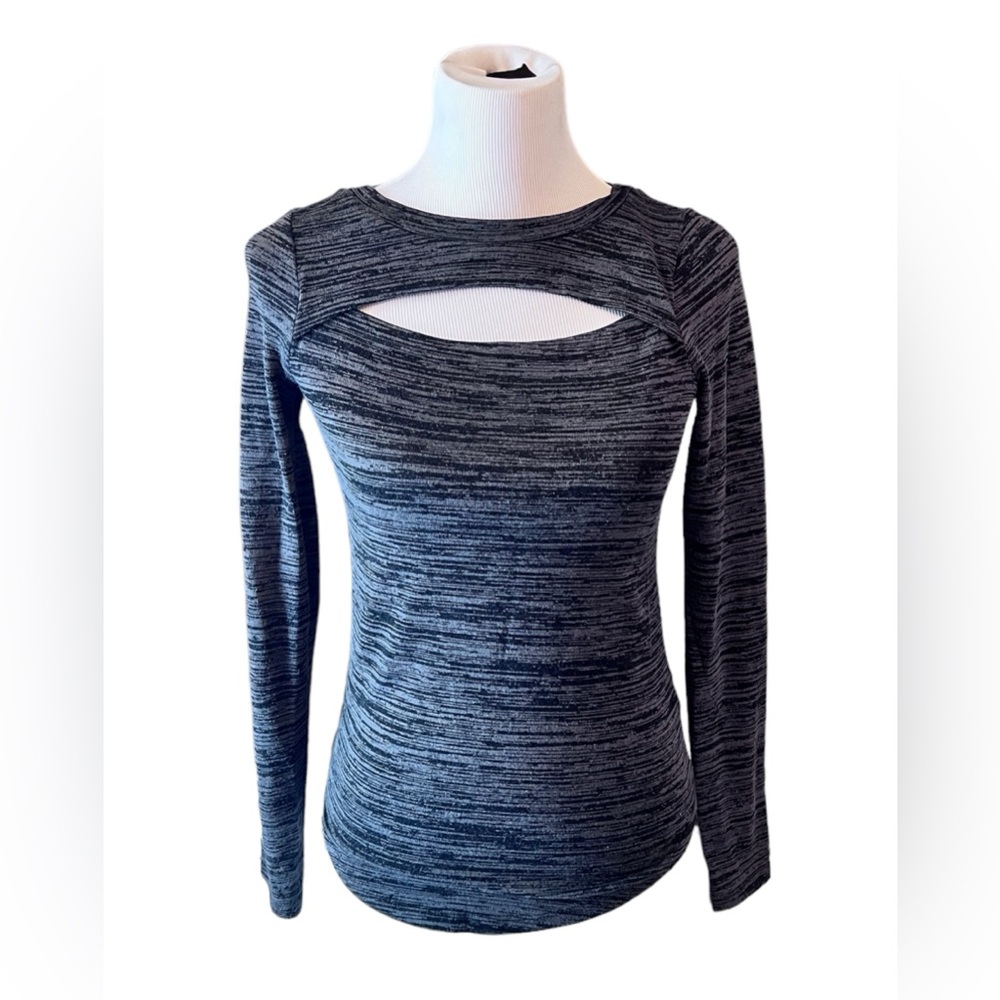Juicy Couture Heathered Grey Cutout Long Sleeve Blouse